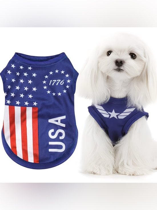 None Other - Patriotic Blue USA Dog Tank Top - 1776 Stars & Stripes